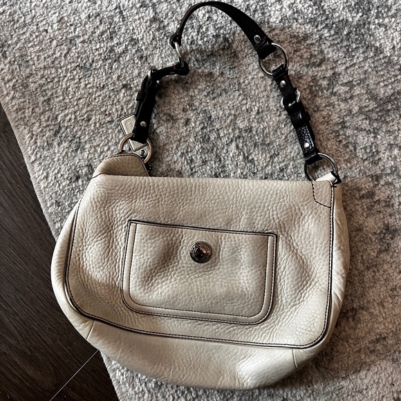 Bone Colored Leather Coach Purse - Picture 1 of 7